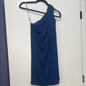 Halston Heritage One-Shoulder Cobalt Blue Draped Cocktail Dress size 0